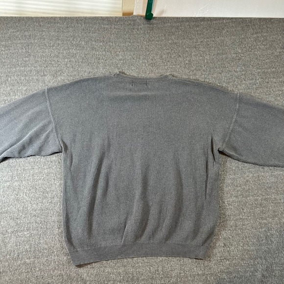 Vintage Eddie Bauer Mens Ribbed Heavy Knit Crewneck Sweater Gray XLT Made in USA - Picture 3 of 6